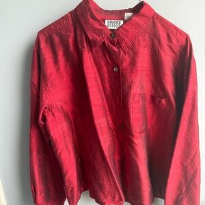 CHICO’S DESIGN SILK RED BLOUSE, Size 2, 100% silk